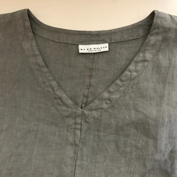 Bryn Walker 100% Linen Unstructured V Neck Wide Sleeve Lagenlook Maxi Dress Sz L - Picture 11 of 13